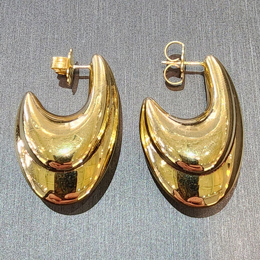 Ben Garelick Estate 14K Yellow High Polish Puffy J Style Earrings