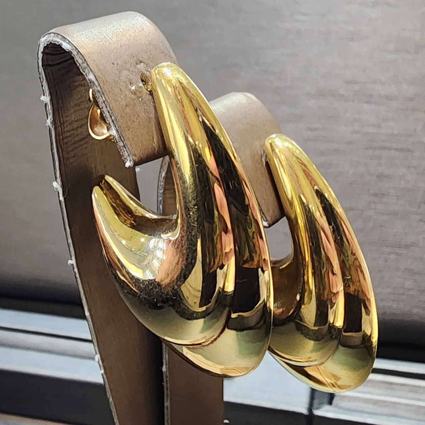 Ben Garelick Estate 14K Yellow High Polish Puffy J Style Earrings