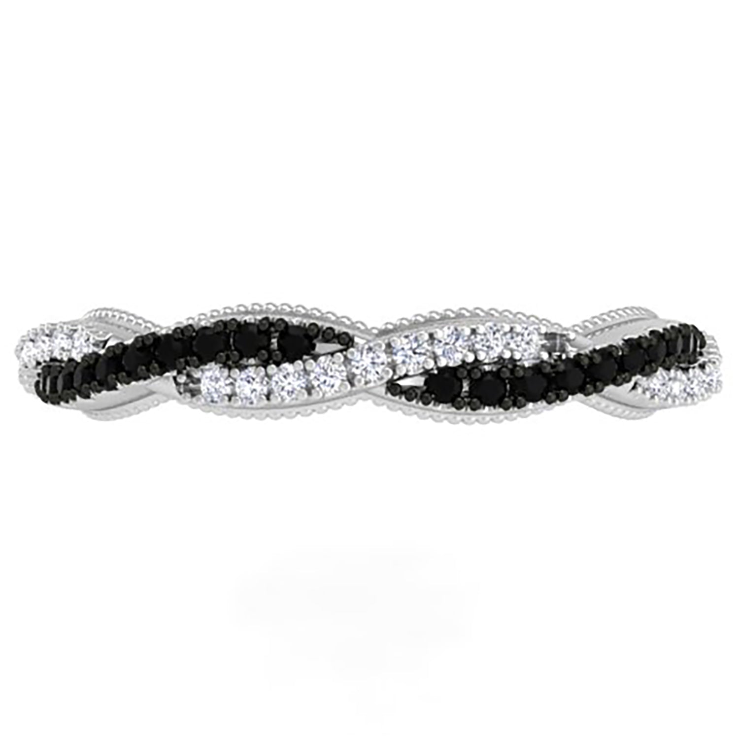 Ben Garelick White Gold Luna Twist Black & White Diamond Wedding Band