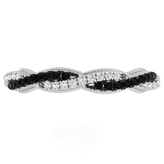 Ben Garelick White Gold Luna Twist Black & White Diamond Wedding Band