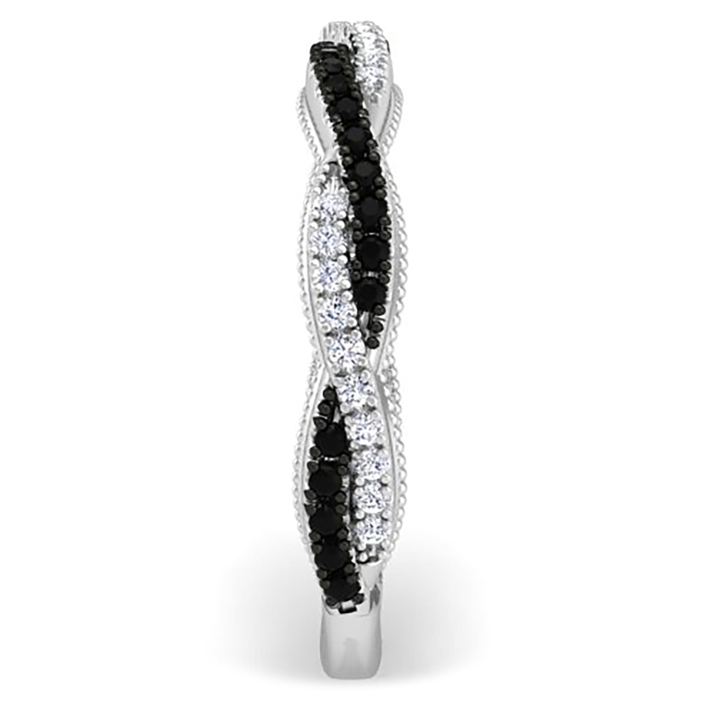 Ben Garelick White Gold Luna Twist Black & White Diamond Wedding Band