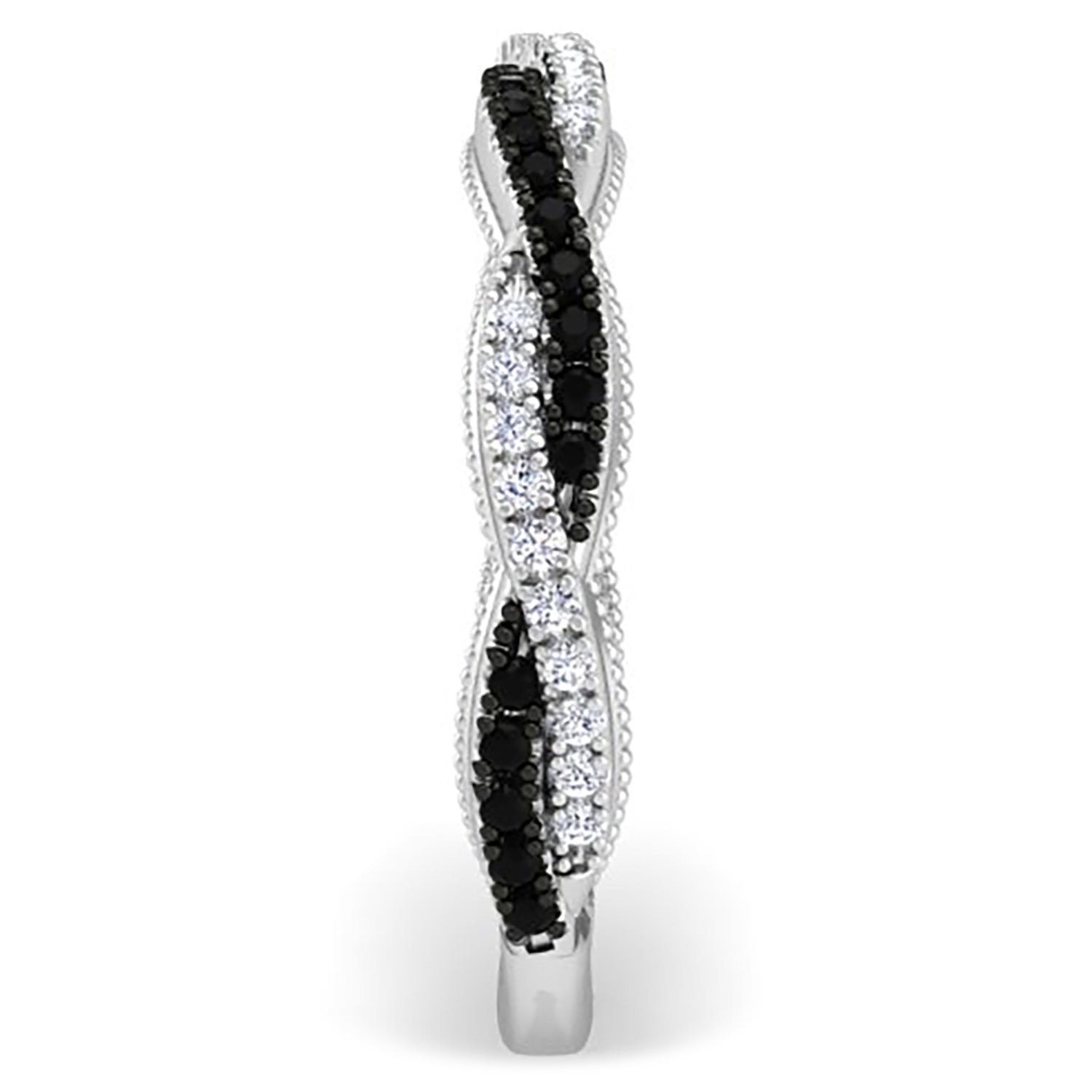 Ben Garelick White Gold Luna Twist Black & White Diamond Wedding Band