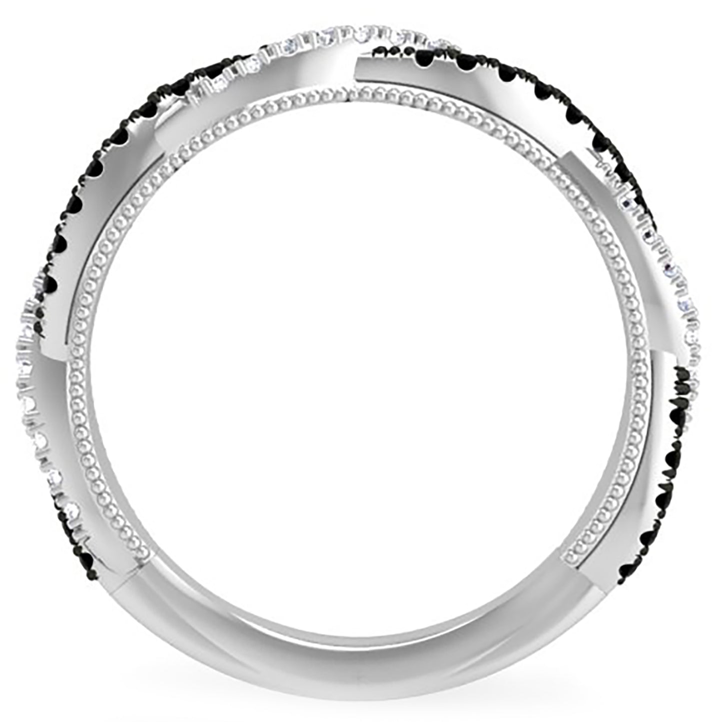 Ben Garelick White Gold Luna Twist Black & White Diamond Wedding Band