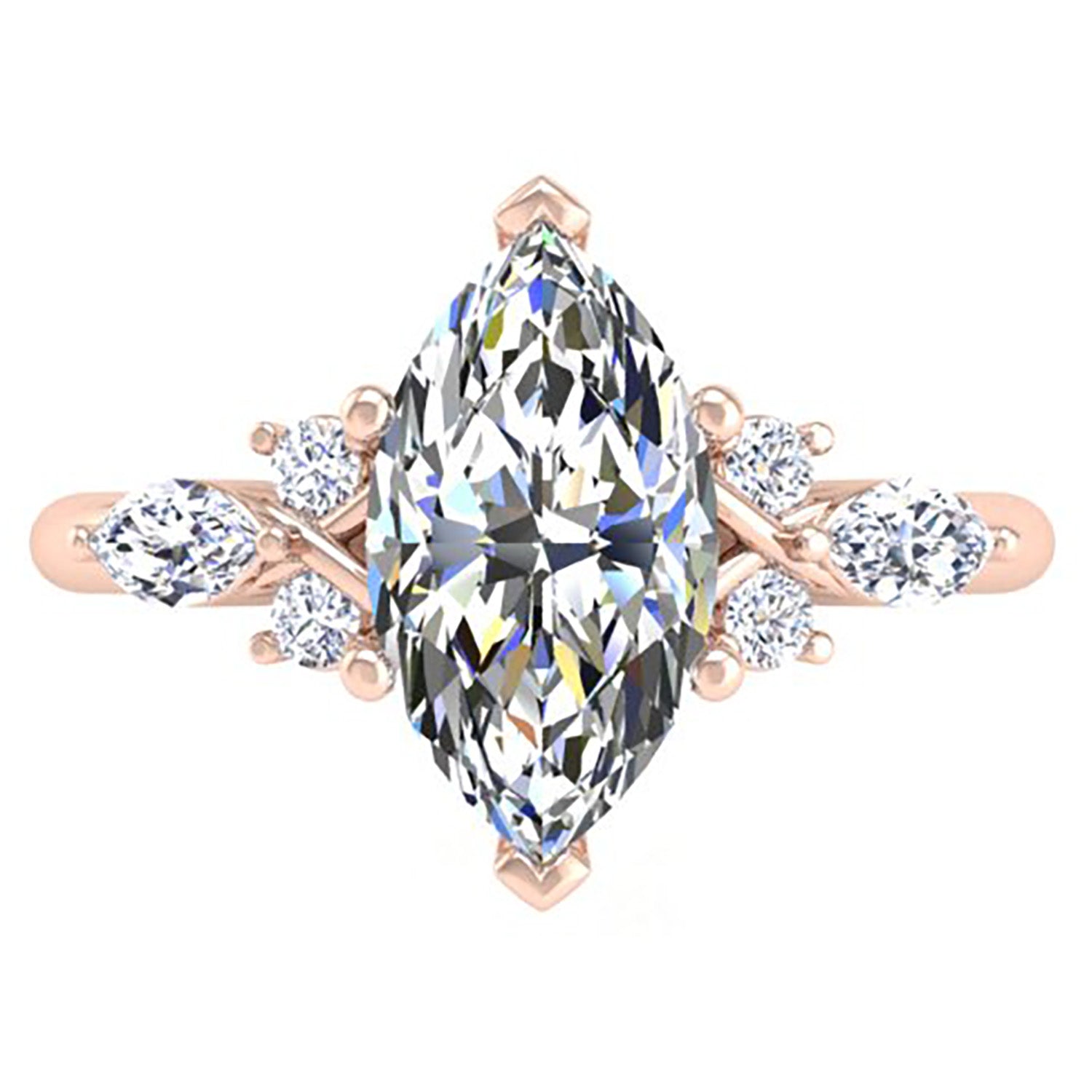 Ben Garelick Rose Gold Auriel Marquise Cut Diamond Lab-Grown Diamond Engagement Ring 