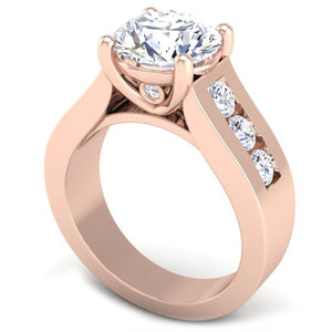 Ben Garelick Rose Gold Janus Round Cut Channel Set Wide Diamond Engagement Ring