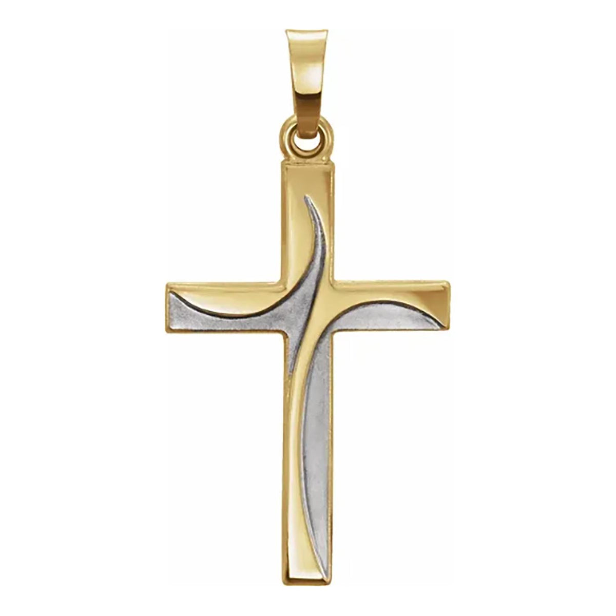 Ben Garelick 14K yellow gold swirl cross pendant with white rhodium accent