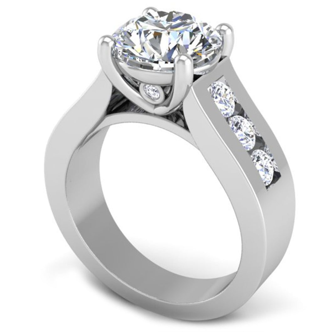 Ben Garelick White Gold Janus Round Cut Channel Set Wide Diamond Engagement Ring