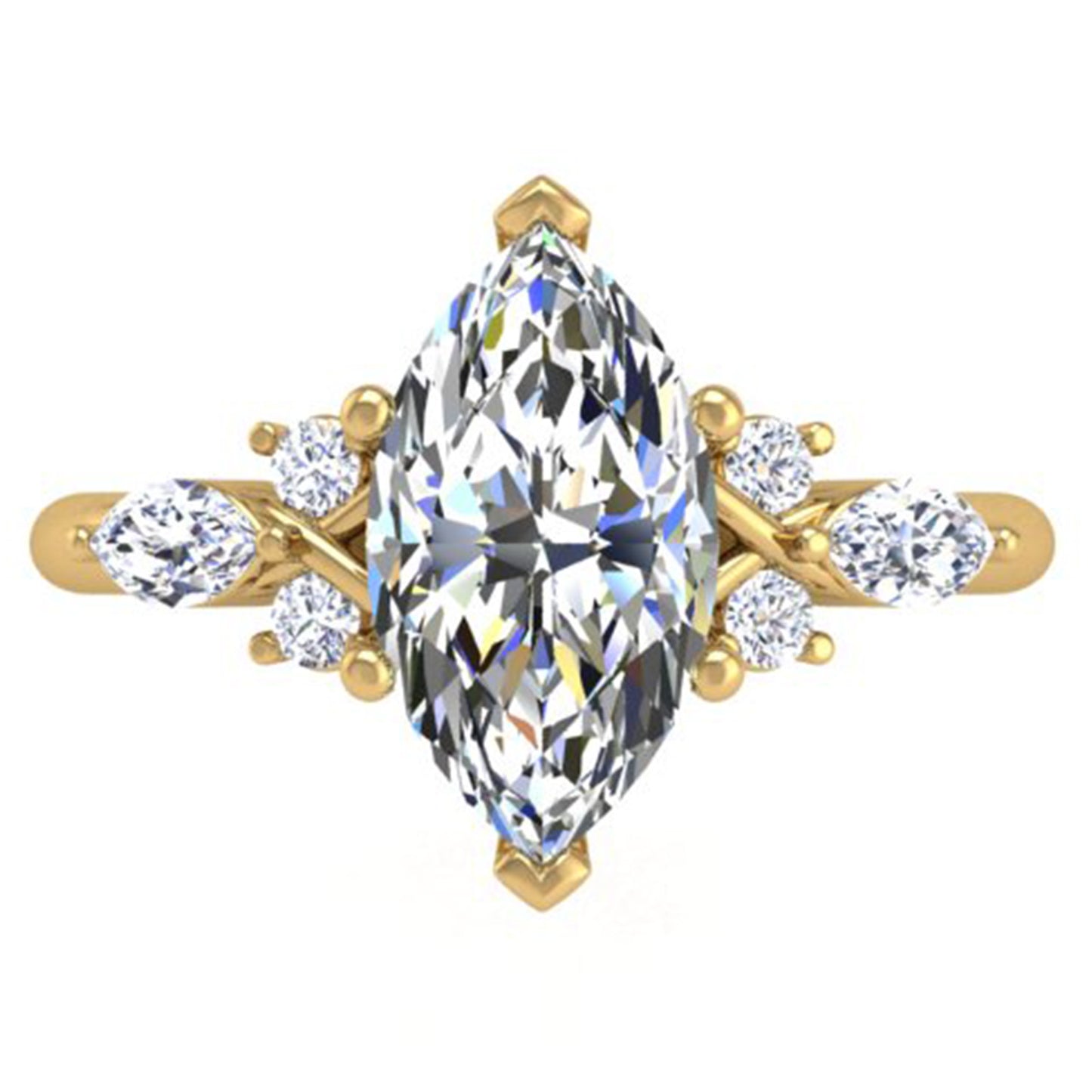 Ben Garelick Yellow Gold Auriel Marquise Cut Diamond Lab-Grown Diamond Engagement Ring