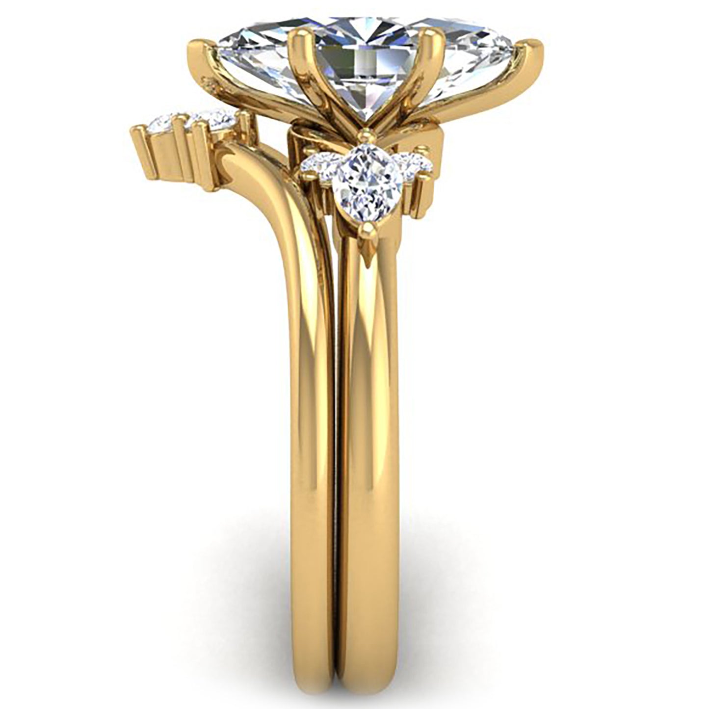 Ben Garelick Yellow Gold Auriel Marquise Cut Diamond Lab-Grown Diamond Engagement Ring Set