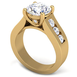 Ben Garelick Yellow Gold Janus Round Cut Channel Set Wide Diamond Engagement Ring
