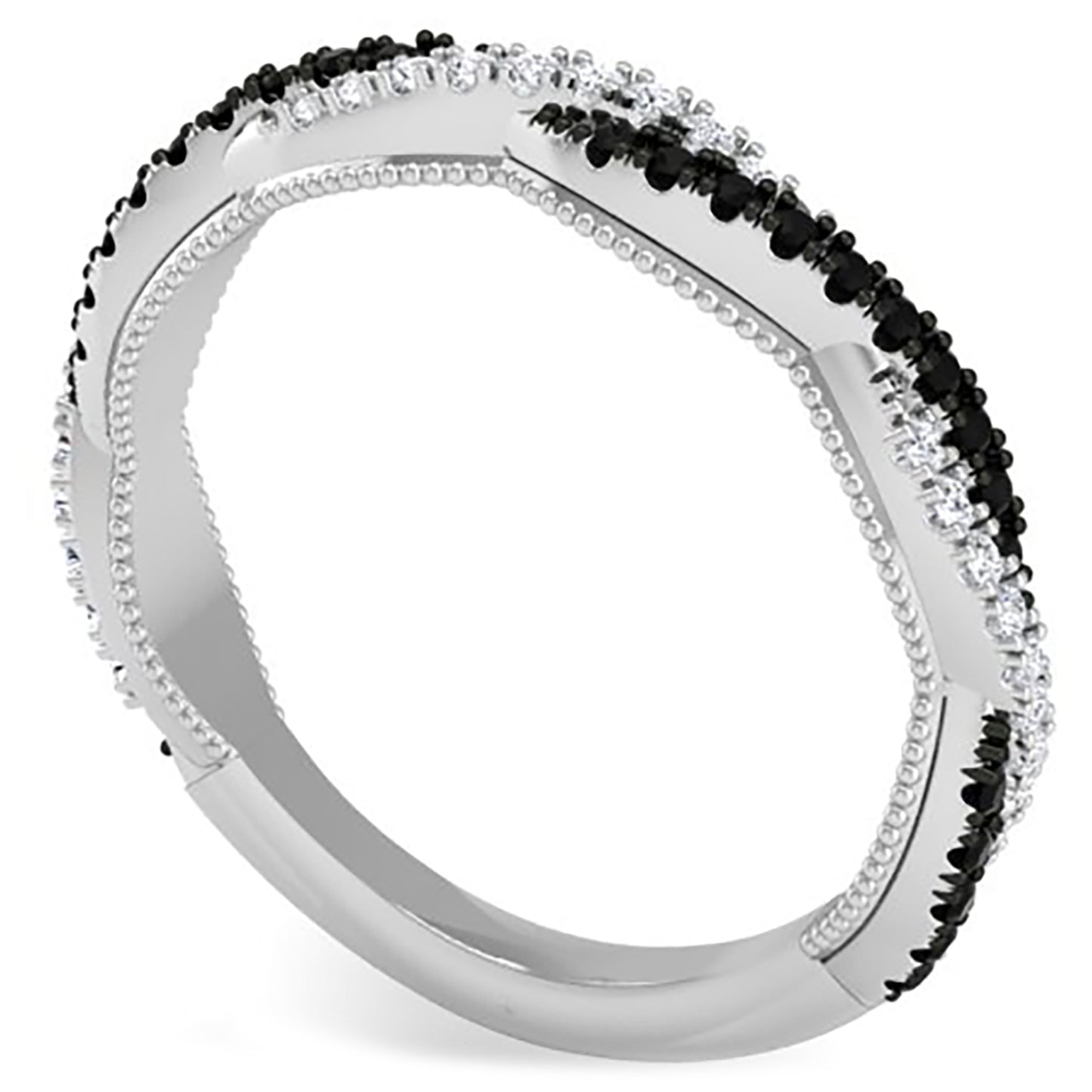 Ben Garelick White Gold Luna Twist Black & White Diamond Wedding Band
