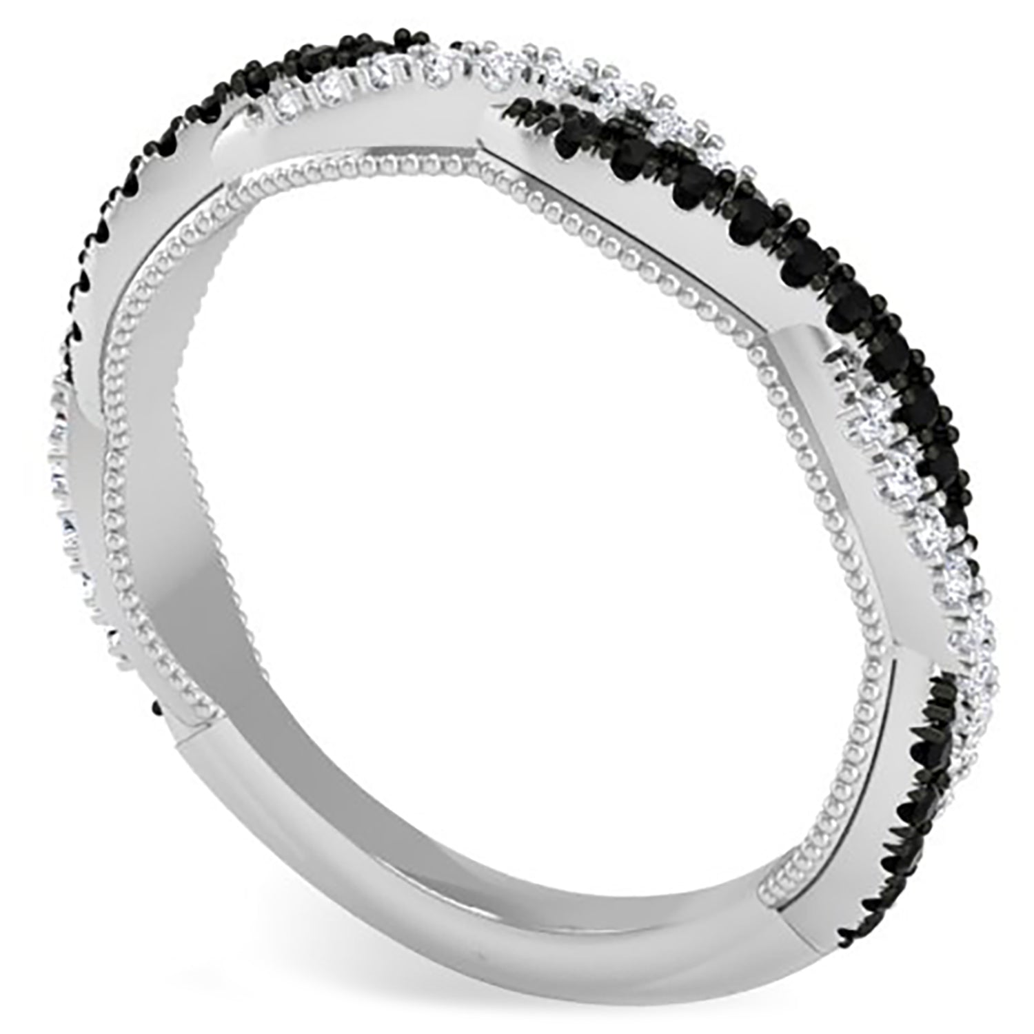 Ben Garelick White Gold Luna Twist Black & White Diamond Wedding Band