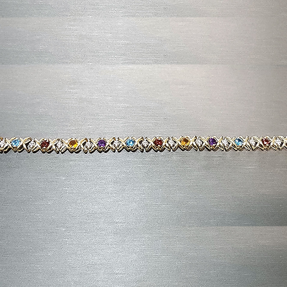 Ben Garelick 10K Yellow Gold and Multi Color Gemstone 7.5 Inch Bracelet