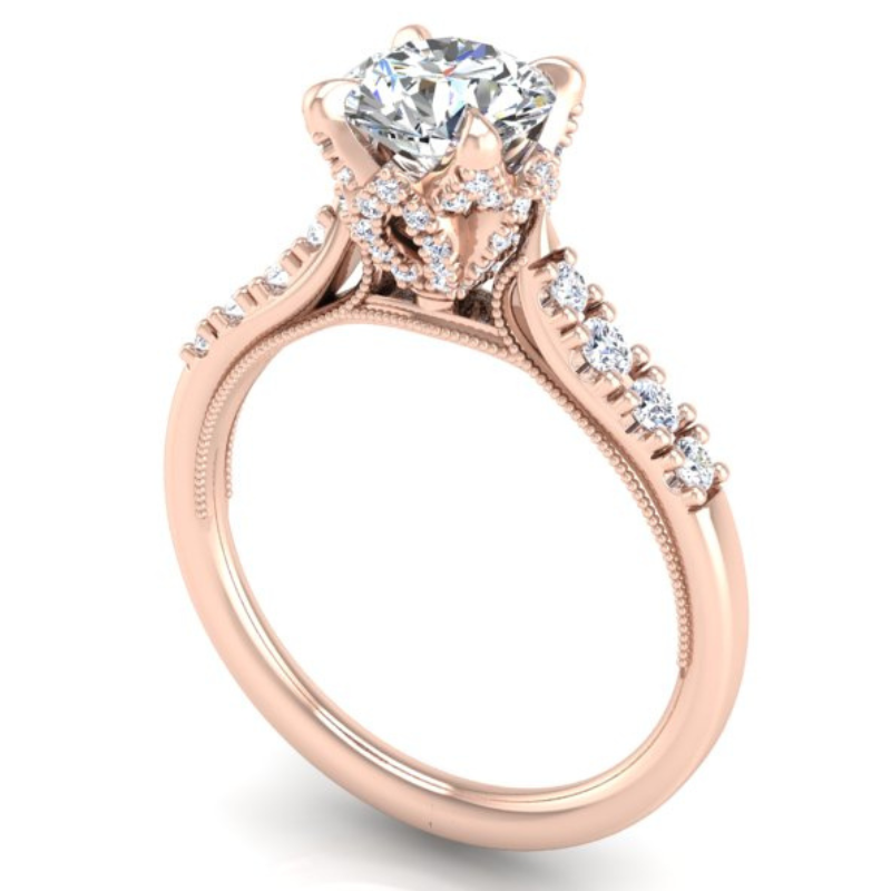 Ben Garelick Astra Galactic Rose Gold 1-Carat Head Round Diamond Engagement Ring 3D