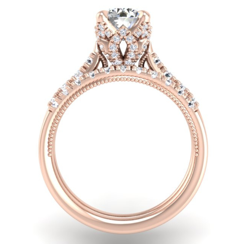 Ben Garelick Astra Galactic Rose Gold 1-Carat Head Round Diamond Engagement Ring Front