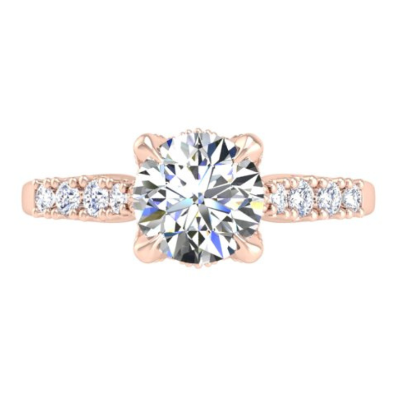 Ben Garelick Astra Galactic Rose Gold 1-Carat Head Round Diamond Engagement Ring Top