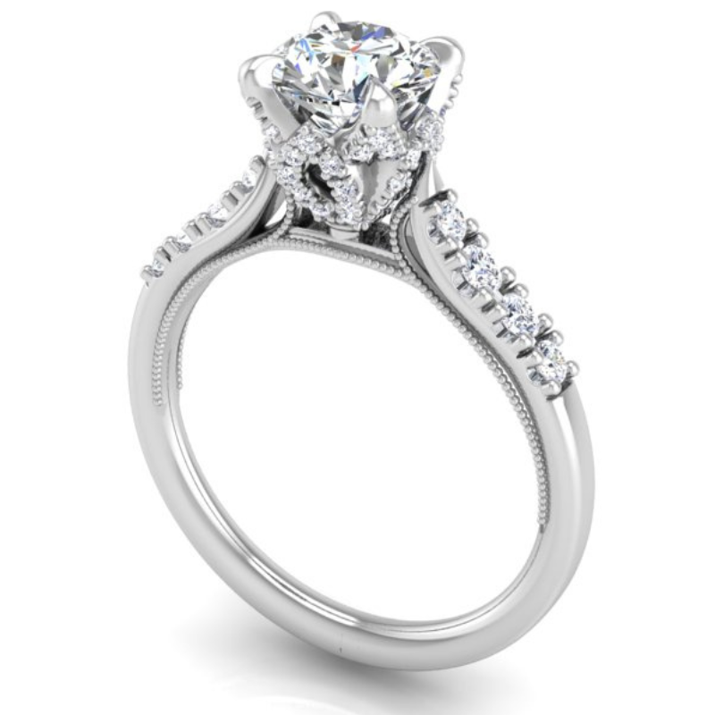 Ben Garelick Astra Galactic White Gold 1-Carat Head Round Diamond Engagement Ring 3D