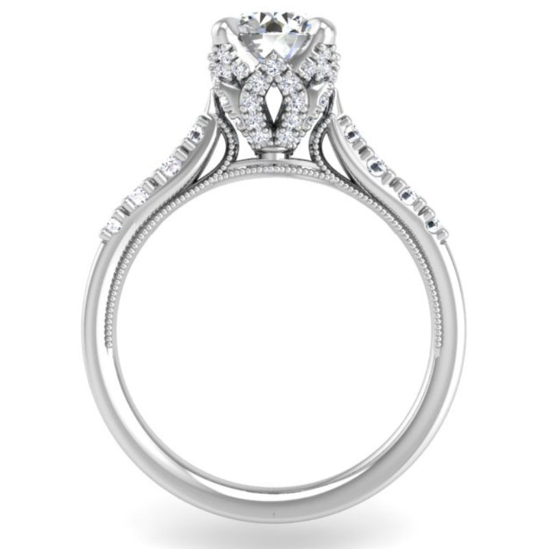 Ben Garelick Astra Galactic White Gold 1-Carat Head Round Diamond Engagement Ring Front