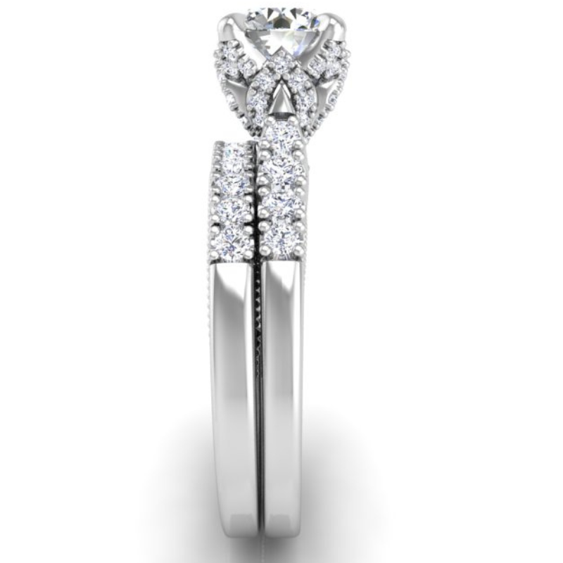 Ben Garelick Astra Galactic White
 Gold 1-Carat Head Round Diamond Engagement Set Right