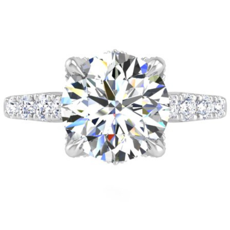 Ben Garelick Astra Galactic White Gold 2-Carat Head Round Diamond Engagement Ring Top