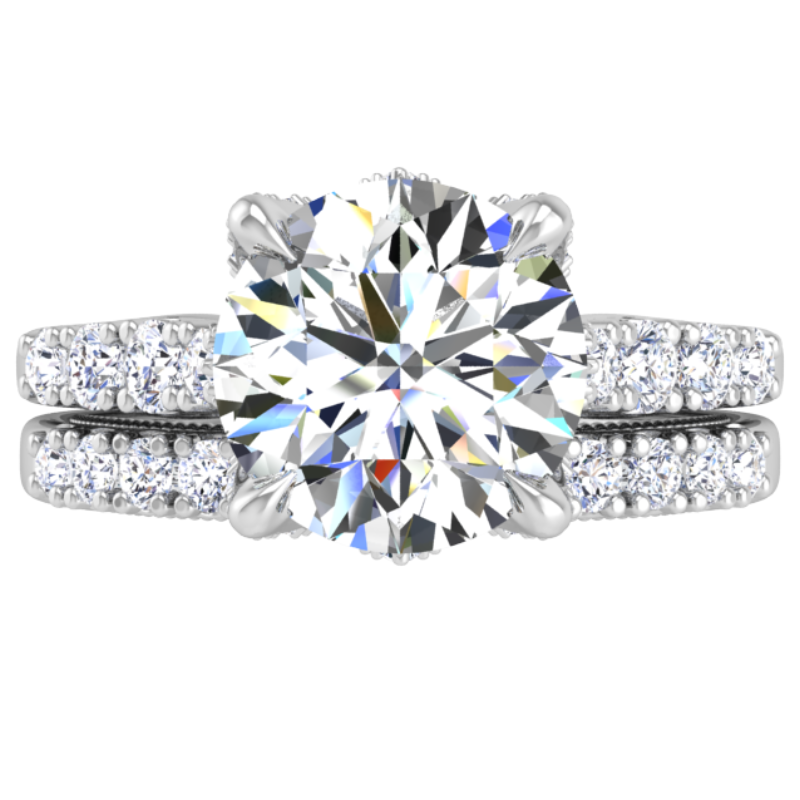 Ben Garelick Astra Galactic White Gold 2-Carat Head Round Diamond Engagement Ring Set Top