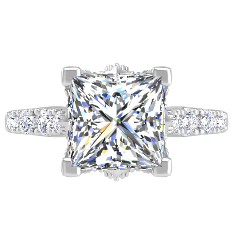 Ben Garelick Astra Galactic White Gold 2-Carat Princess Cut Diamond Engagement Ring Top