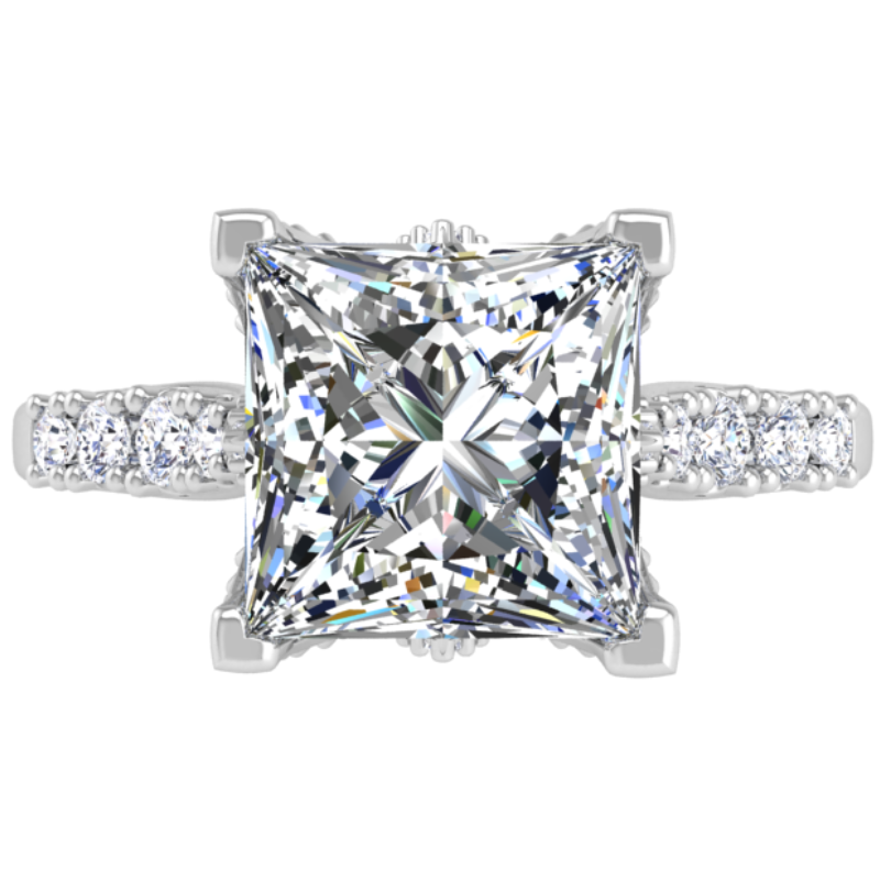 Ben Garelick Astra Galactic White Gold 3-Carat Princess Cut Diamond Engagement Ring Top