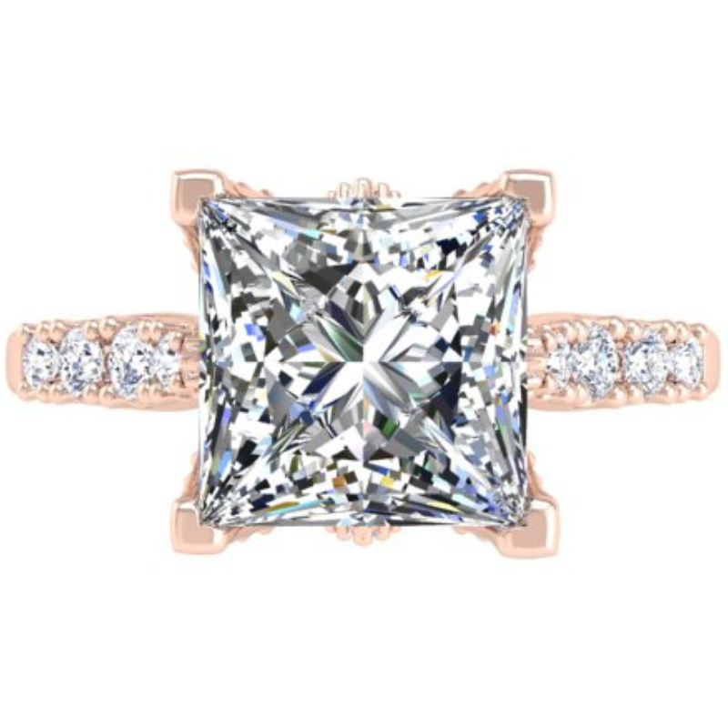 Ben Garelick Astra Galactic Rose Gold 3-Carat Princess Cut Diamond Engagement Ring Top