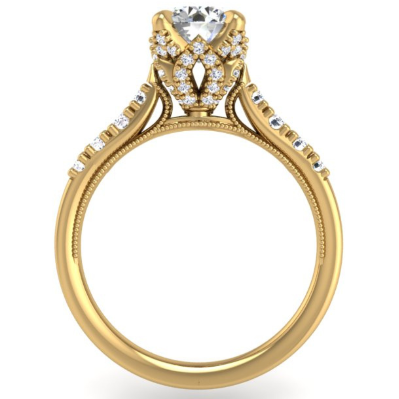 Ben Garelick Astra Galactic Yellow Gold 1-Carat Head Round Diamond Engagement Ring Front