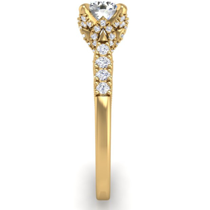 Ben Garelick Astra Galactic Yellow Gold 1-Carat Head Round Diamond Engagement Ring Right
