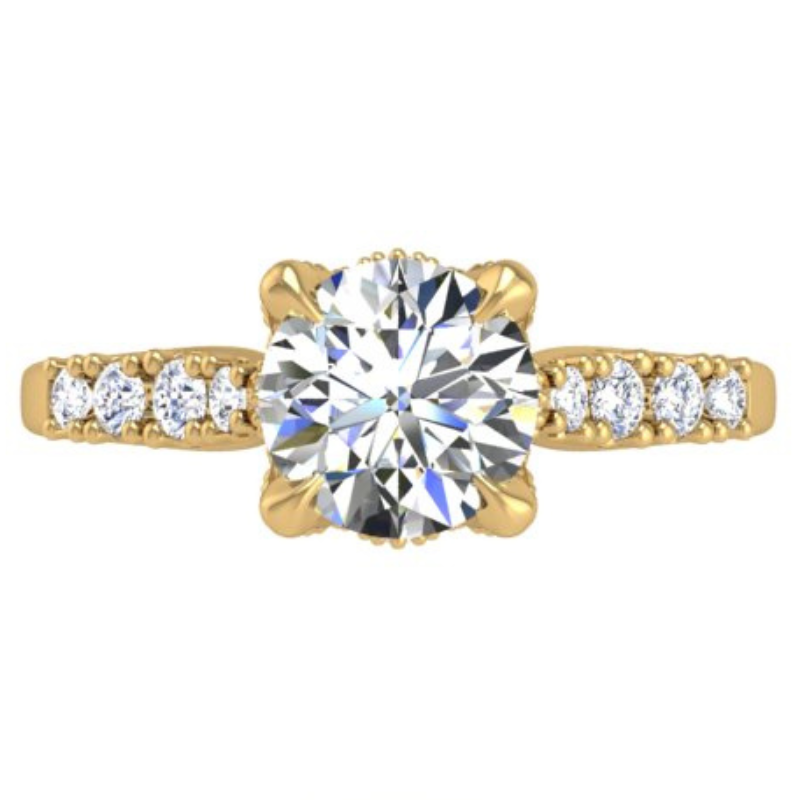 Ben Garelick Astra Galactic Yellow Gold 1-Carat Head Round Diamond Engagement Ring Top