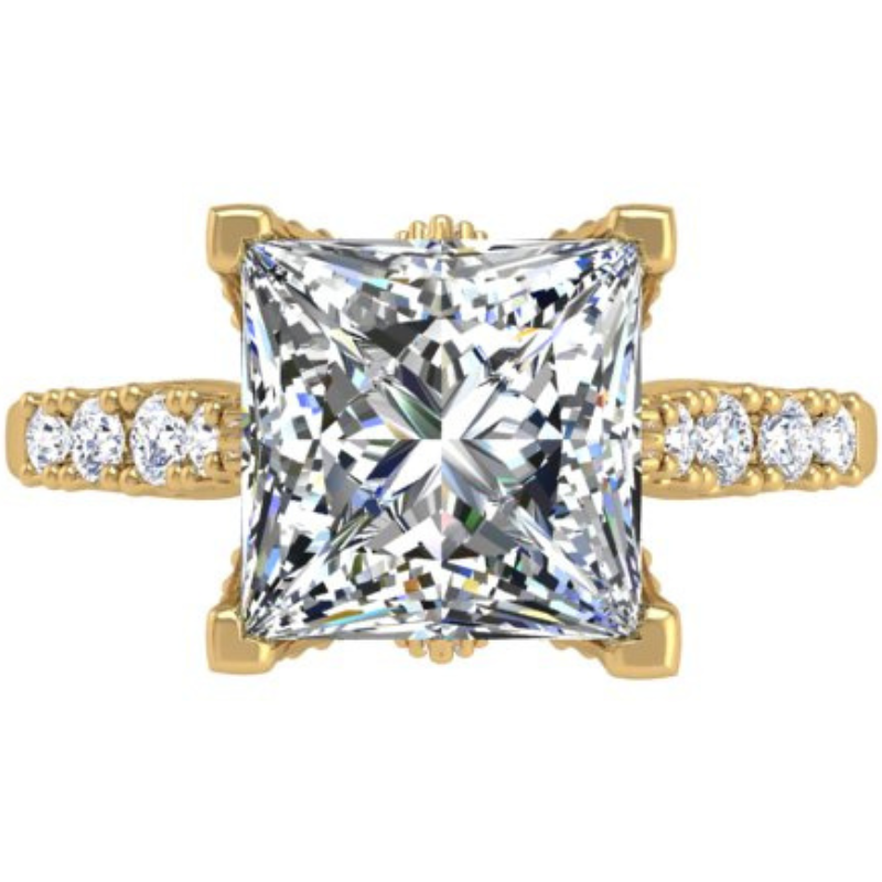 Ben Garelick Astra Galactic Yellow Gold 3-Carat Princess Cut Diamond Engagement Ring Top