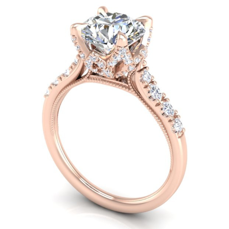 Ben Garelick Astra Galactic Rose Gold 1-Carat Head Round Diamond Engagement Ring