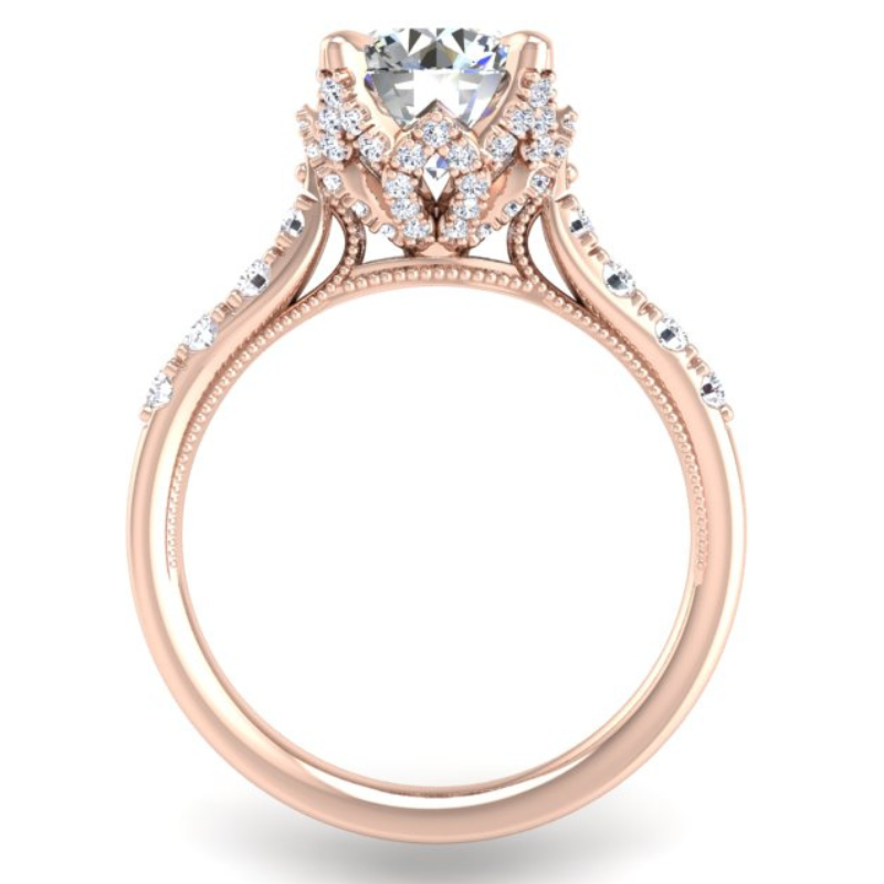 Ben Garelick Astra Galactic Rose Gold Head Round Diamond Engagement Ring