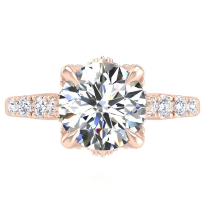 Ben Garelick Astra Galactic Rose Gold Head Round Diamond Engagement Ring