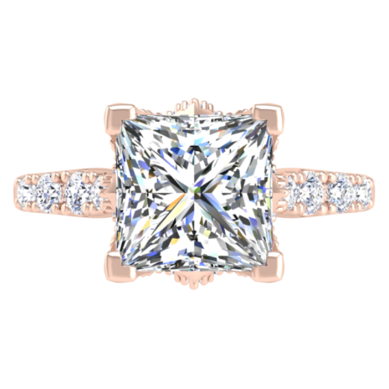 Ben Garelick Astra Galactic Rose Gold 2-Carat Head Princess Diamond Engagement Ring