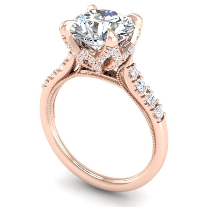 Ben Garelick Astra Galactic Rose Gold Head Round Diamond Engagement Ring