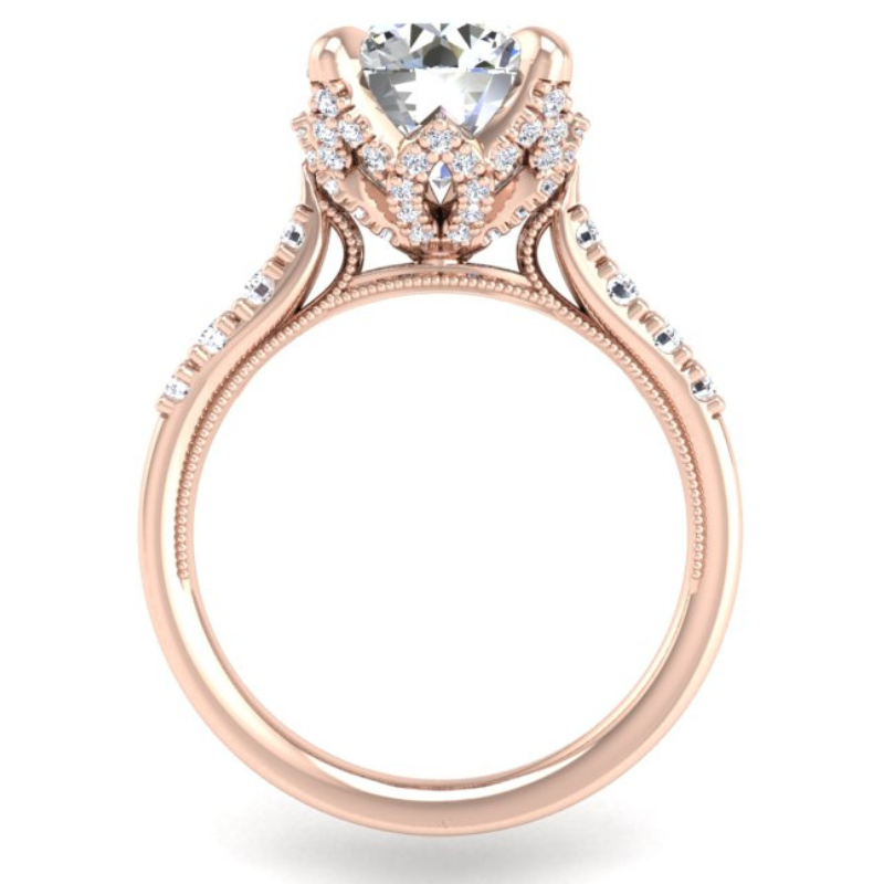 Ben Garelick Astra Galactic Rose Gold Head Round Diamond Engagement Ring