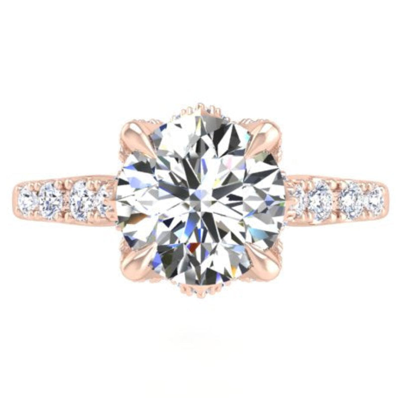 Ben Garelick Astra Galactic Rose Gold 3-Carat Head Round Diamond Engagement Ring Top
