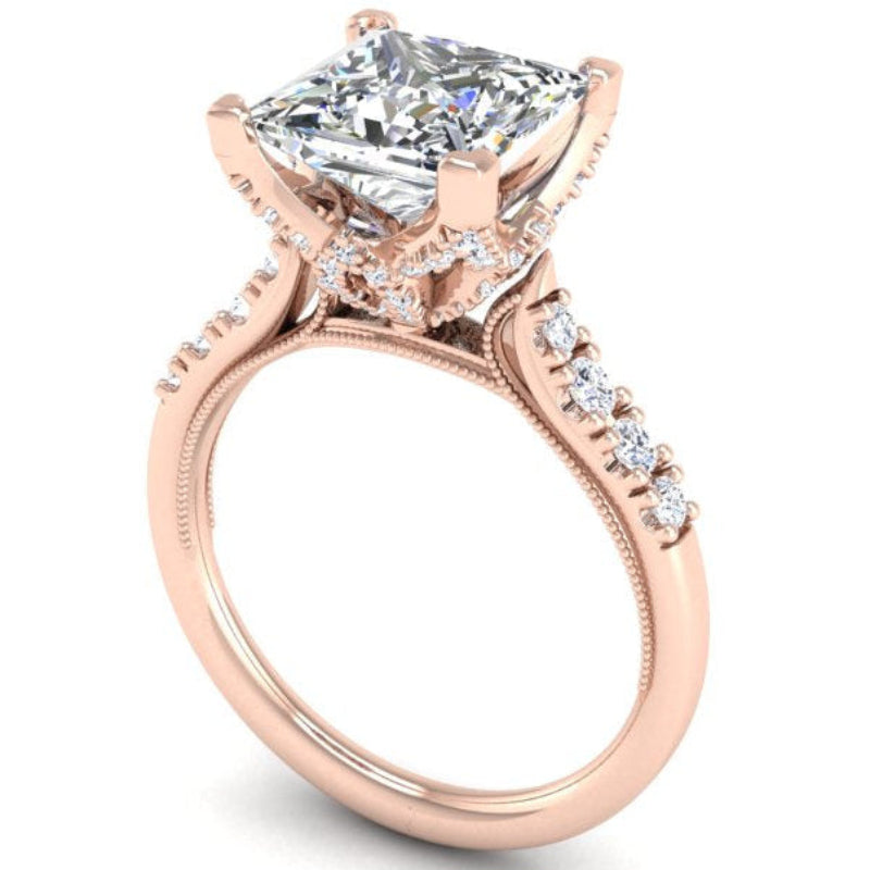 Ben Garelick Astra Galactic Rose Gold 3-Carat Princess Cut Diamond Engagement Ring 3D
