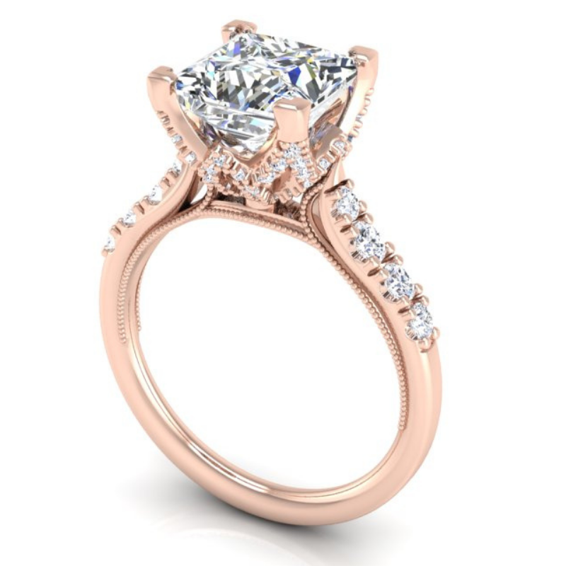 Ben Garelick Astra Galactic Rose Gold 2-Carat Head Princess Diamond Engagement Ring