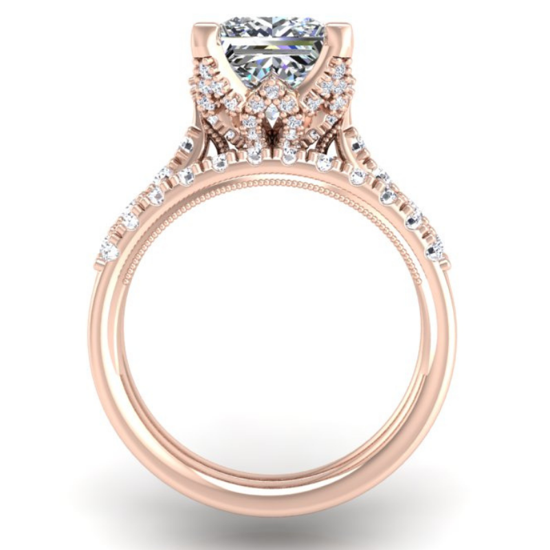 Ben Garelick Astra Galactic Rose Gold 3-Carat Head Princess Diamond Engagement Ring