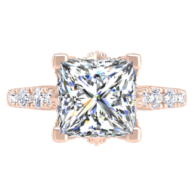 Ben Garelick Astra Galactic Rose Gold 3-Carat Head Princess Diamond Engagement Ring