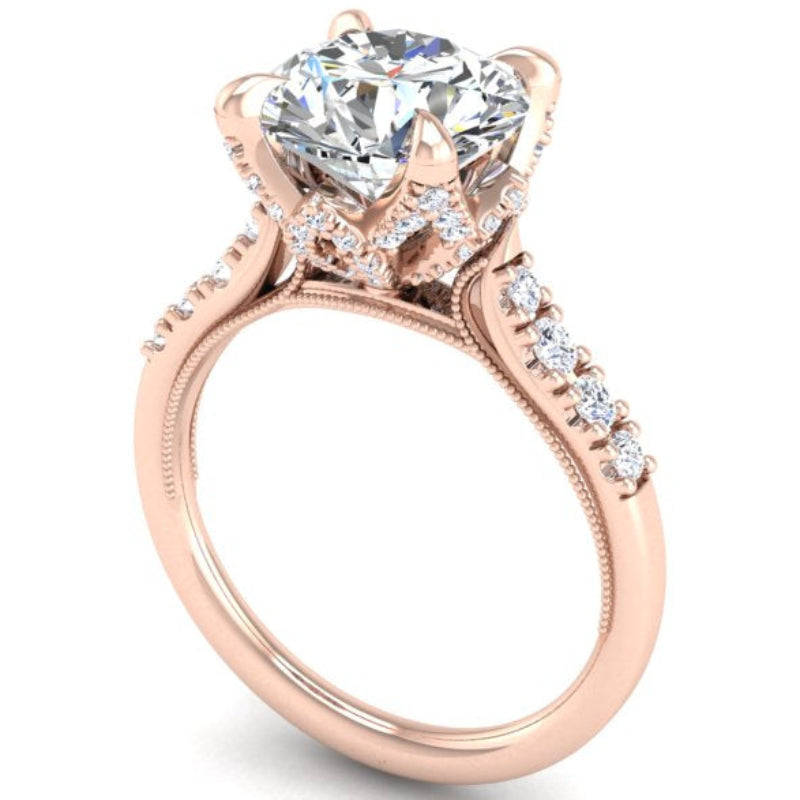 Ben Garelick Astra Galactic Rose Gold 3-Carat Head Round Diamond Engagement Ring 3D 