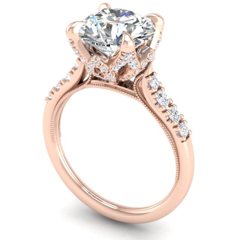 Ben Garelick Astra Galactic Rose Gold 3-Carat Head Round Diamond Engagement Ring