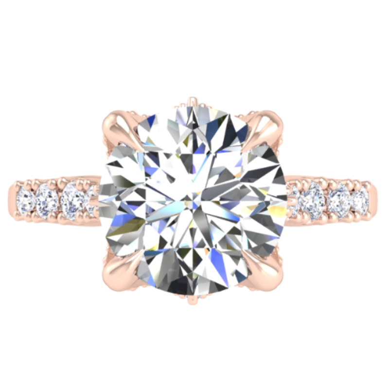 Ben Garelick Astra Galactic Rose Gold 3-Carat Head Round Diamond Engagement Ring