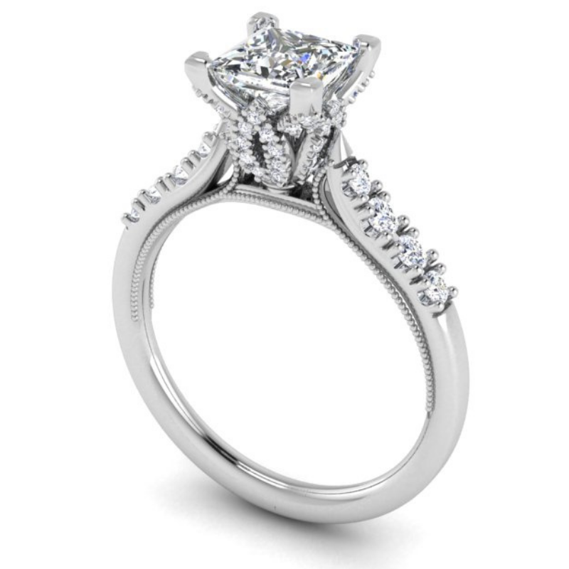 Ben Garelick Astra Galactic White Gold 1-Carat Head Princess Diamond Engagement Ring 