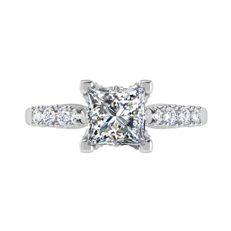 Ben Garelick Astra Galactic White Gold 1-Carat Head Princess Diamond Engagement Ring 