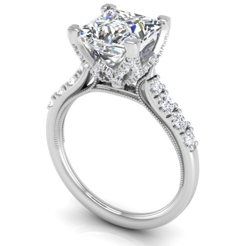 Ben Garelick Astra Galactic White Gold Head Princess Diamond Engagement Ring 