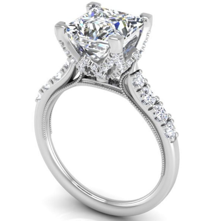 Ben Garelick Astra Galactic White Gold 3-Carat Head Princess Diamond Engagement Ring 